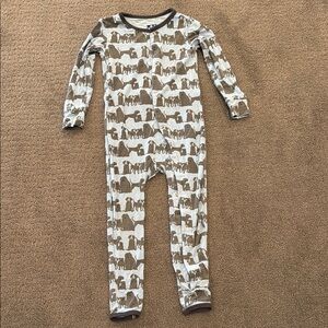 Blue and Gray kickee pants coveralls dog print